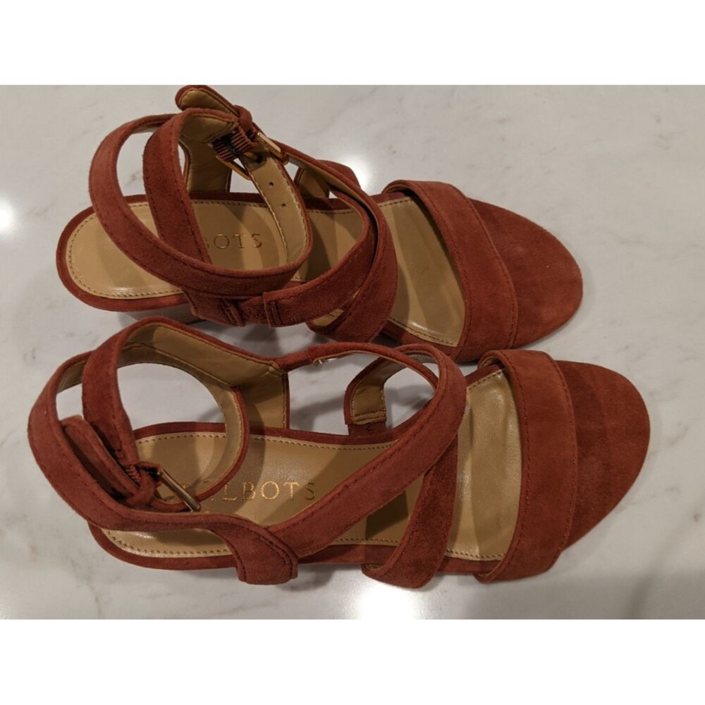 NEW~Women's TALBOTS Wedge Heel Leather Strappy Ankle Wrap Sandals 5M - Picture 11 of 13